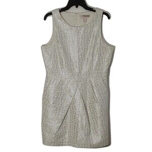 Forever 21 White/Silver Metallic Sleeveless Sheath Dress Short Mini